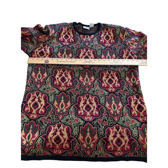 VTG 80s 90s Tapestry-Jumper Sweater Shoulder pads Retro cotton blend Mardi Gras - Picture 5 of 16